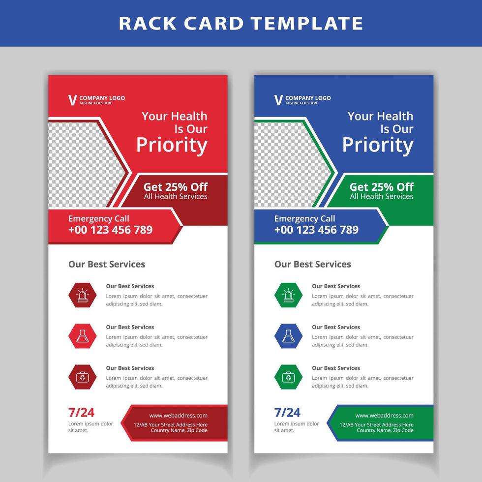 Red, Green and Blue Medical Rack Card vector