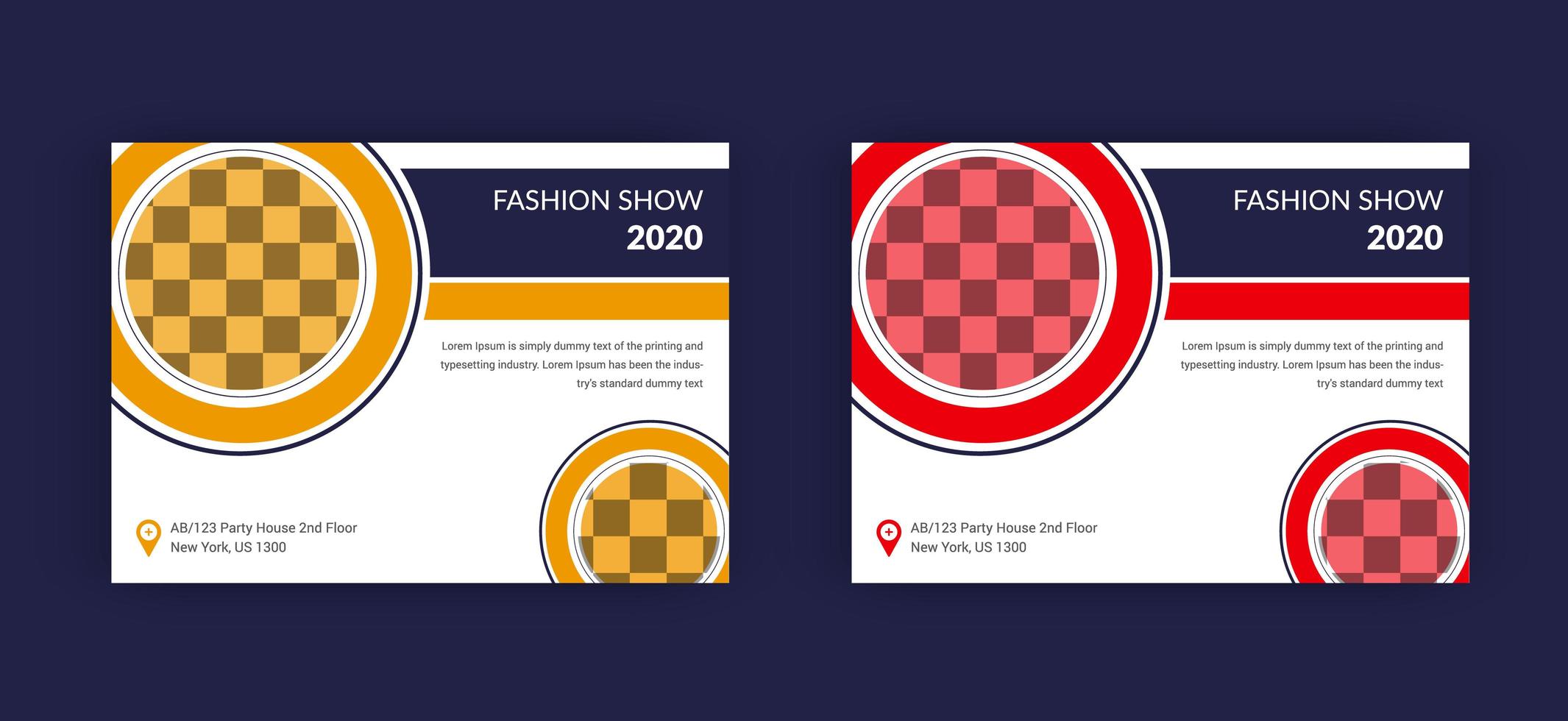 Fashion show poster or flyer template set vector