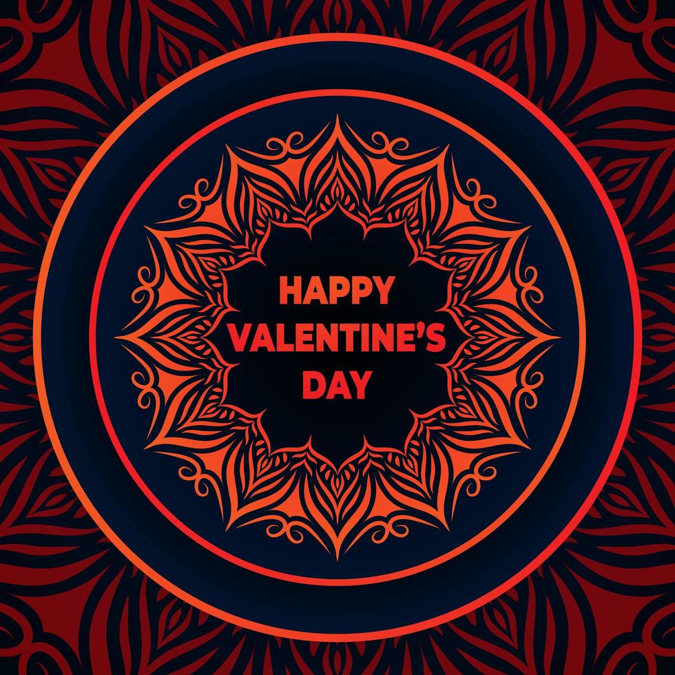 Feliz día de san valentín con fondo de mandala vector