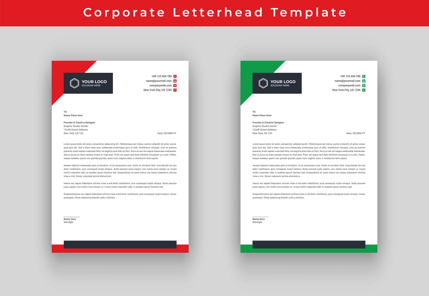 Red and Green Triangle Business letterhead vector