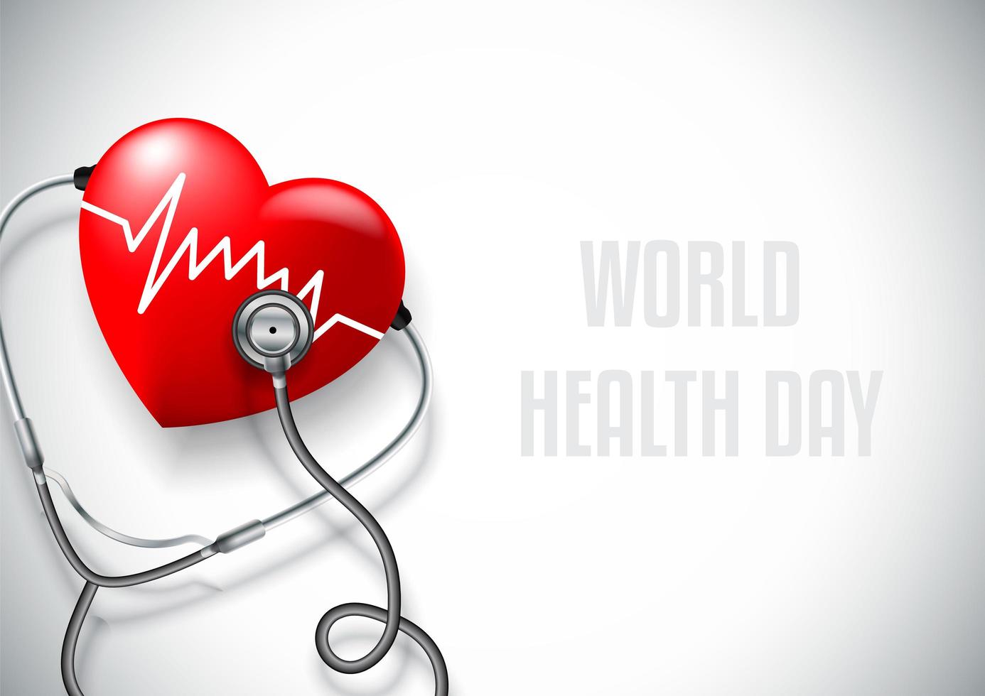 World health day concept with pulse on heart vector