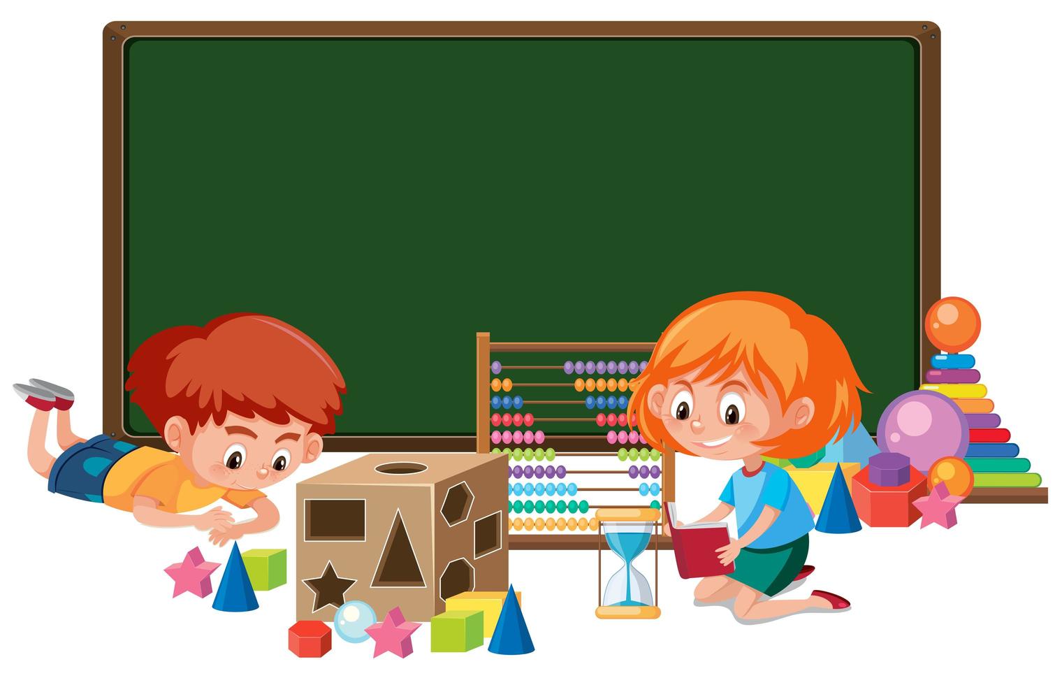 Kid with math toy banner vector
