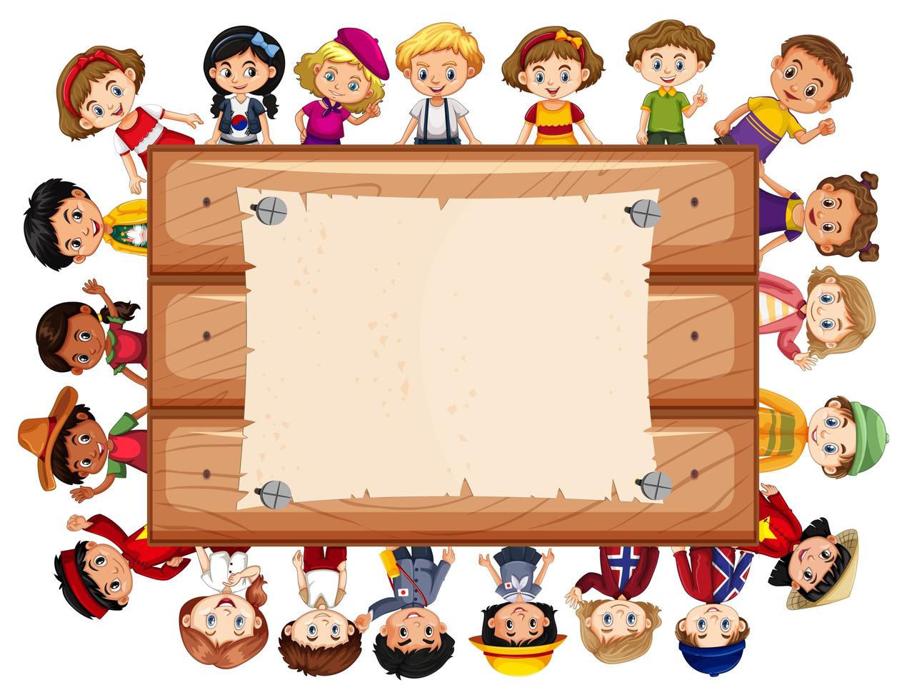 Banner template design with many kids  vector