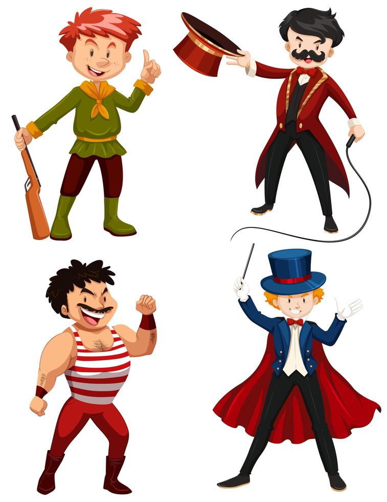 Conjunto de personajes de circo vector