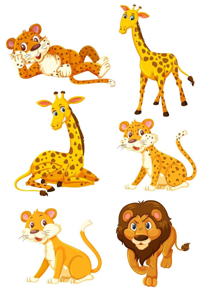 Set of jungle animal vector