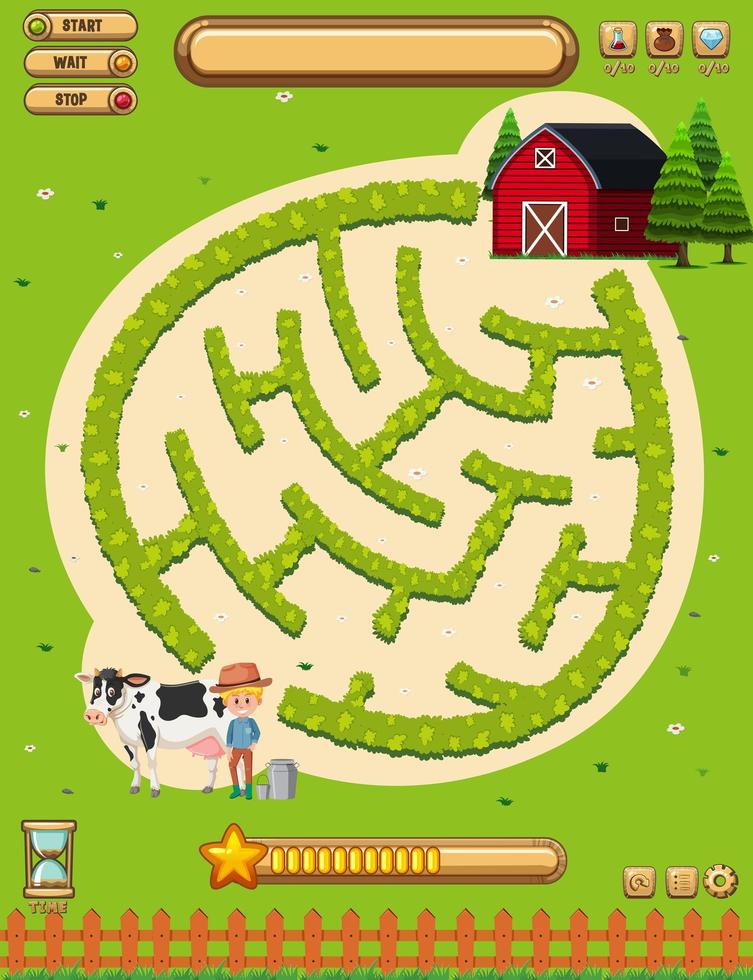 Una plantilla de juego de mesa de tierras agrícolas vector