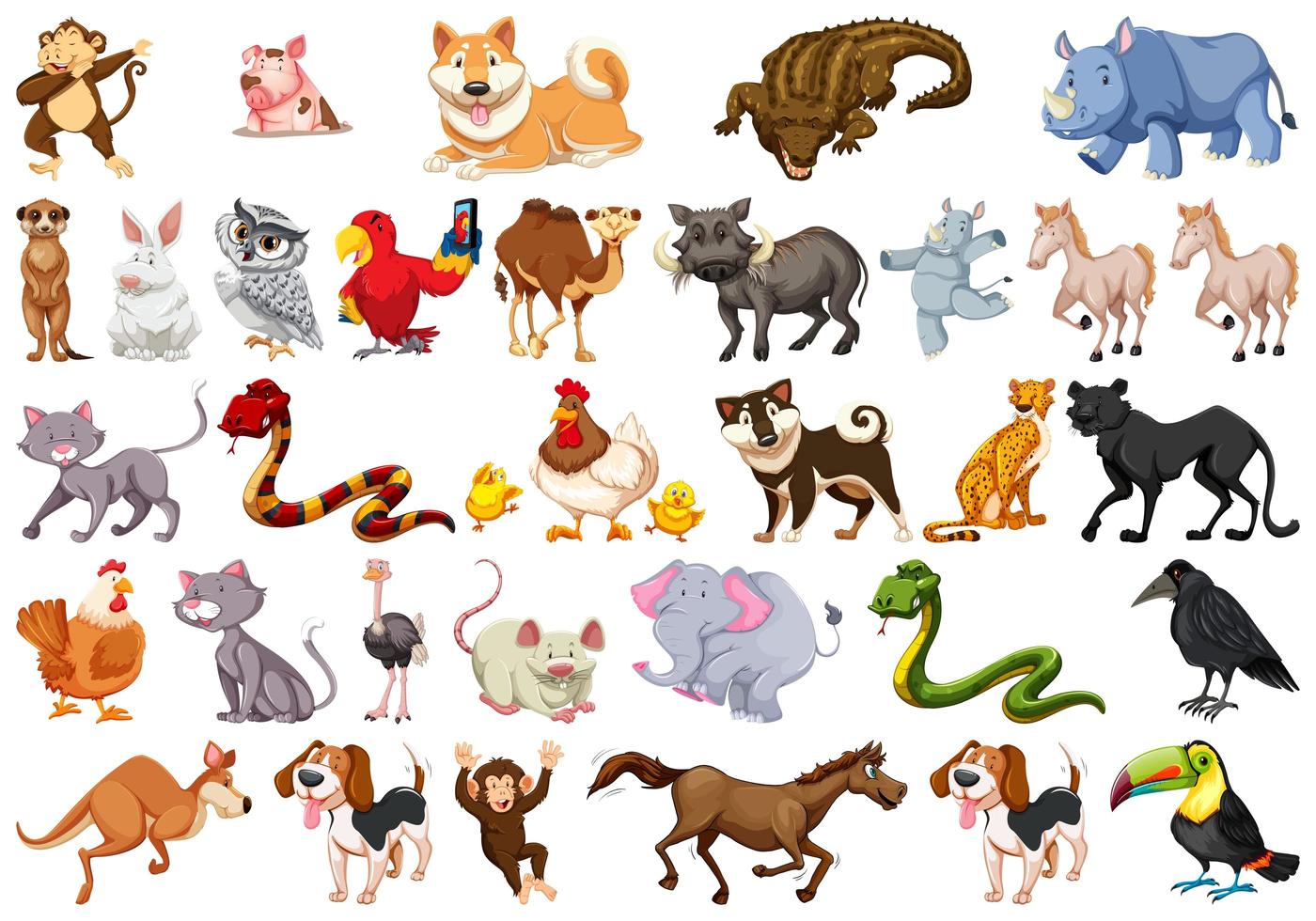 Conjunto diverso de animales vector