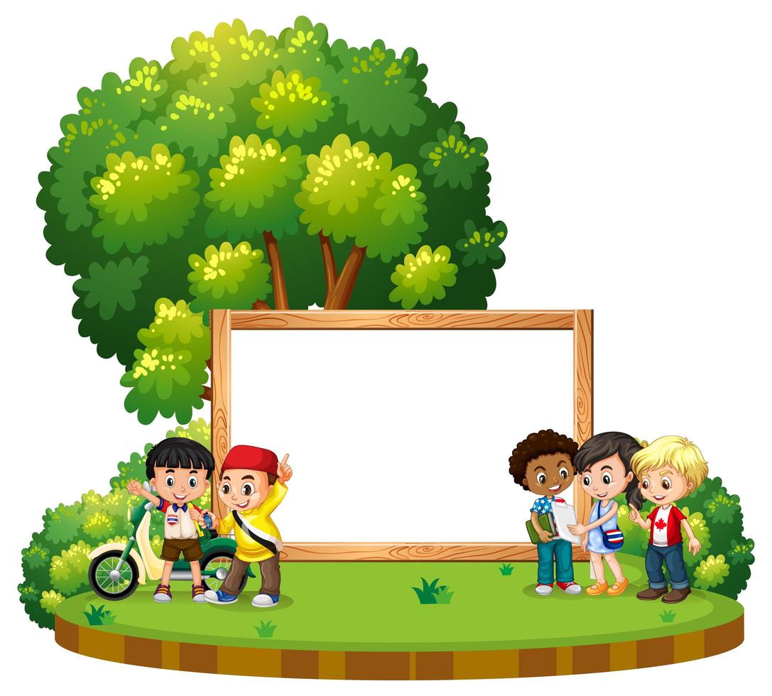 Banner template  with kids at the park vector