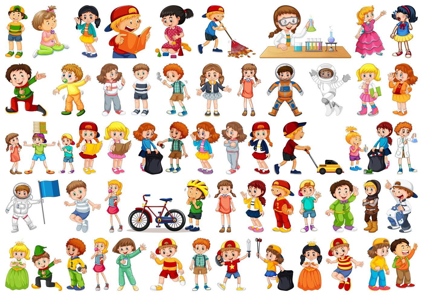 Set of Children Doing Activities vector