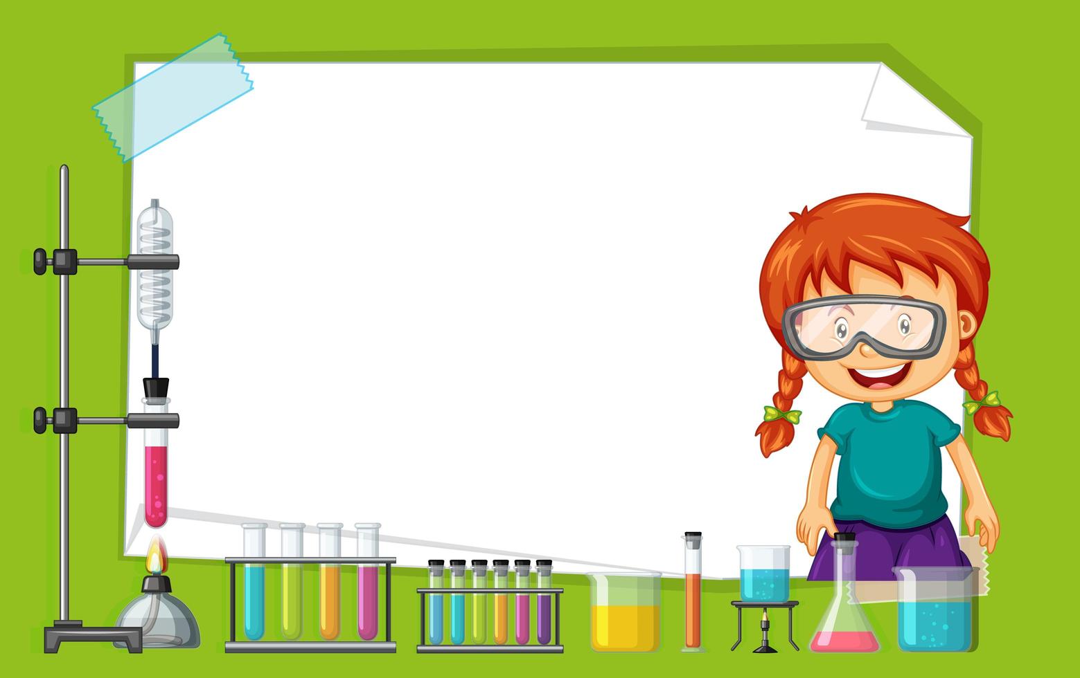 Frame Template with Girl Doing Experiment vector