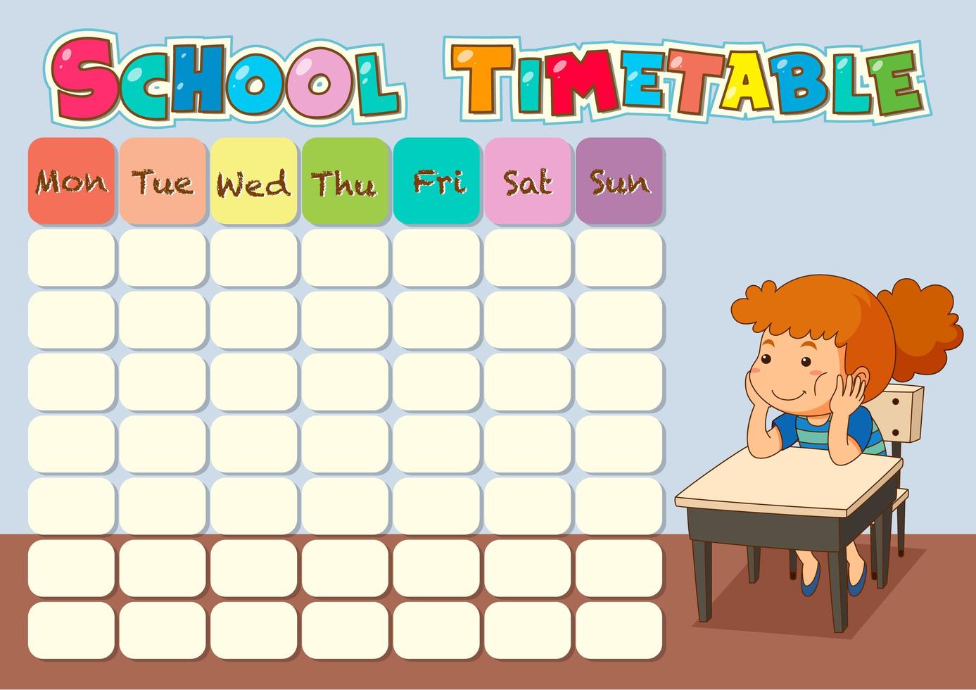 School Time Table with Student vector