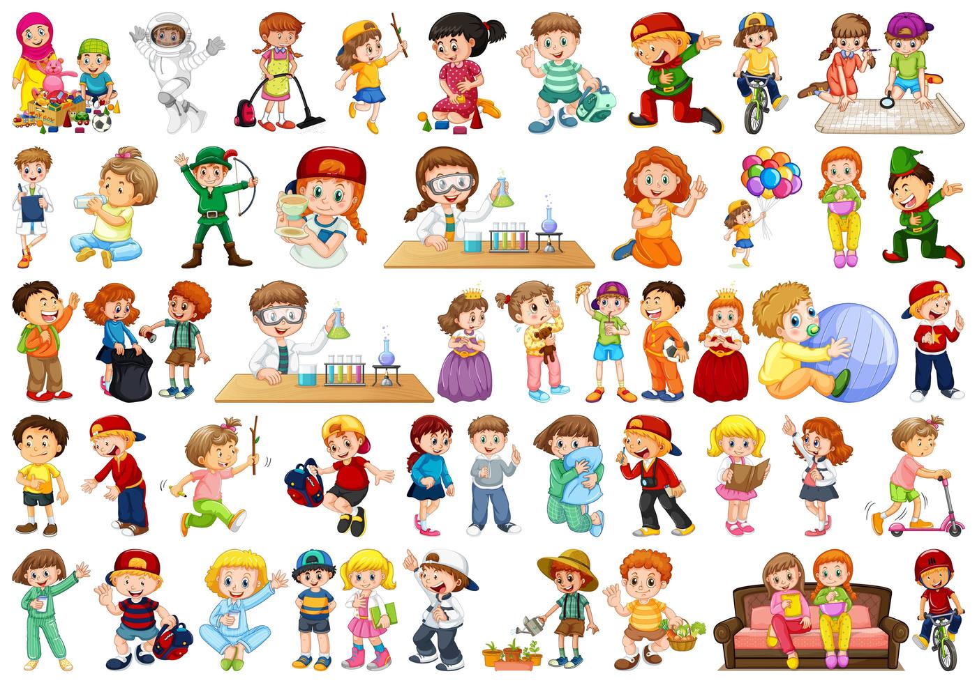 Large Set of Active Kids  vector