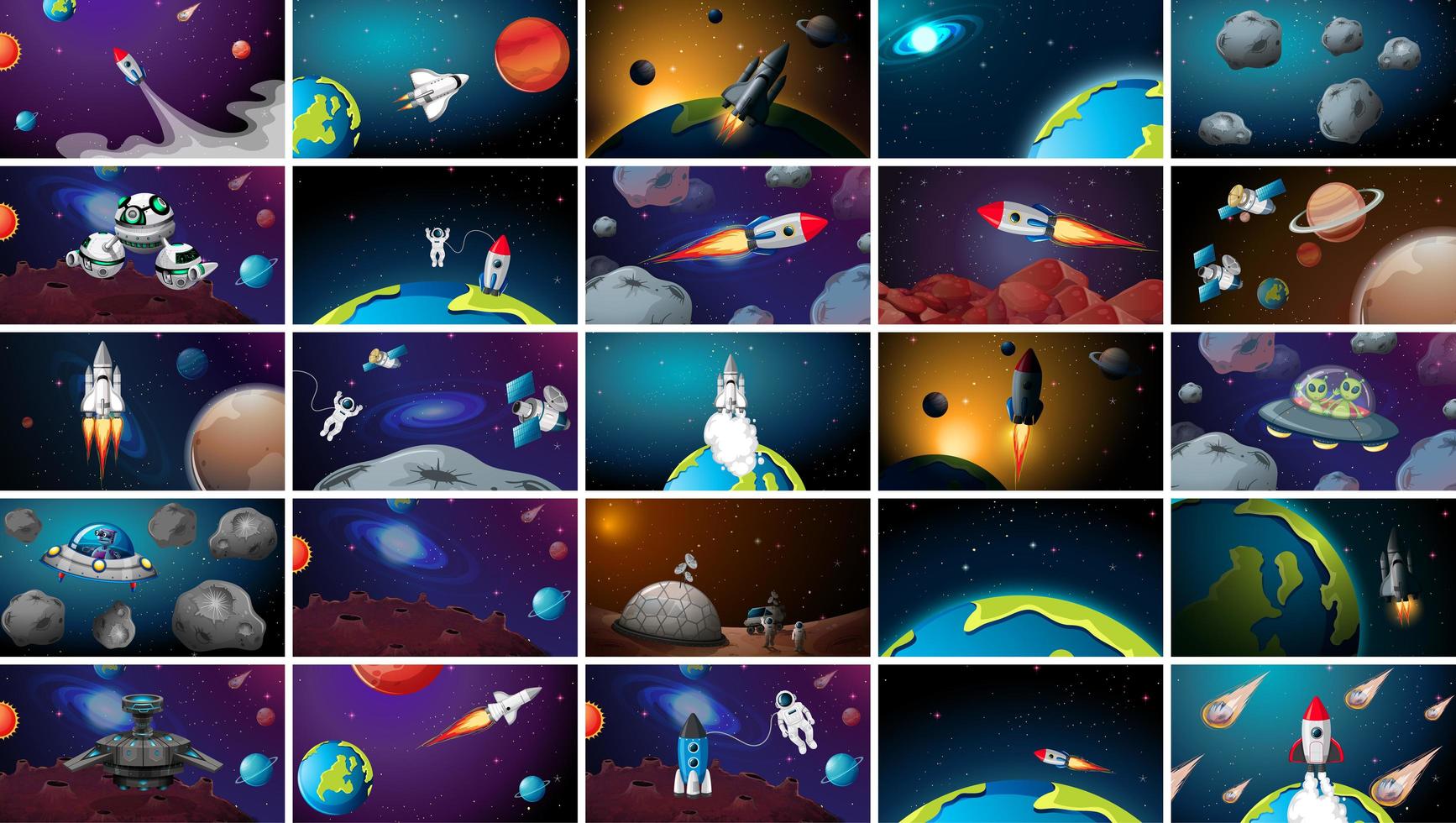 Huge Set of Space Scenes vector