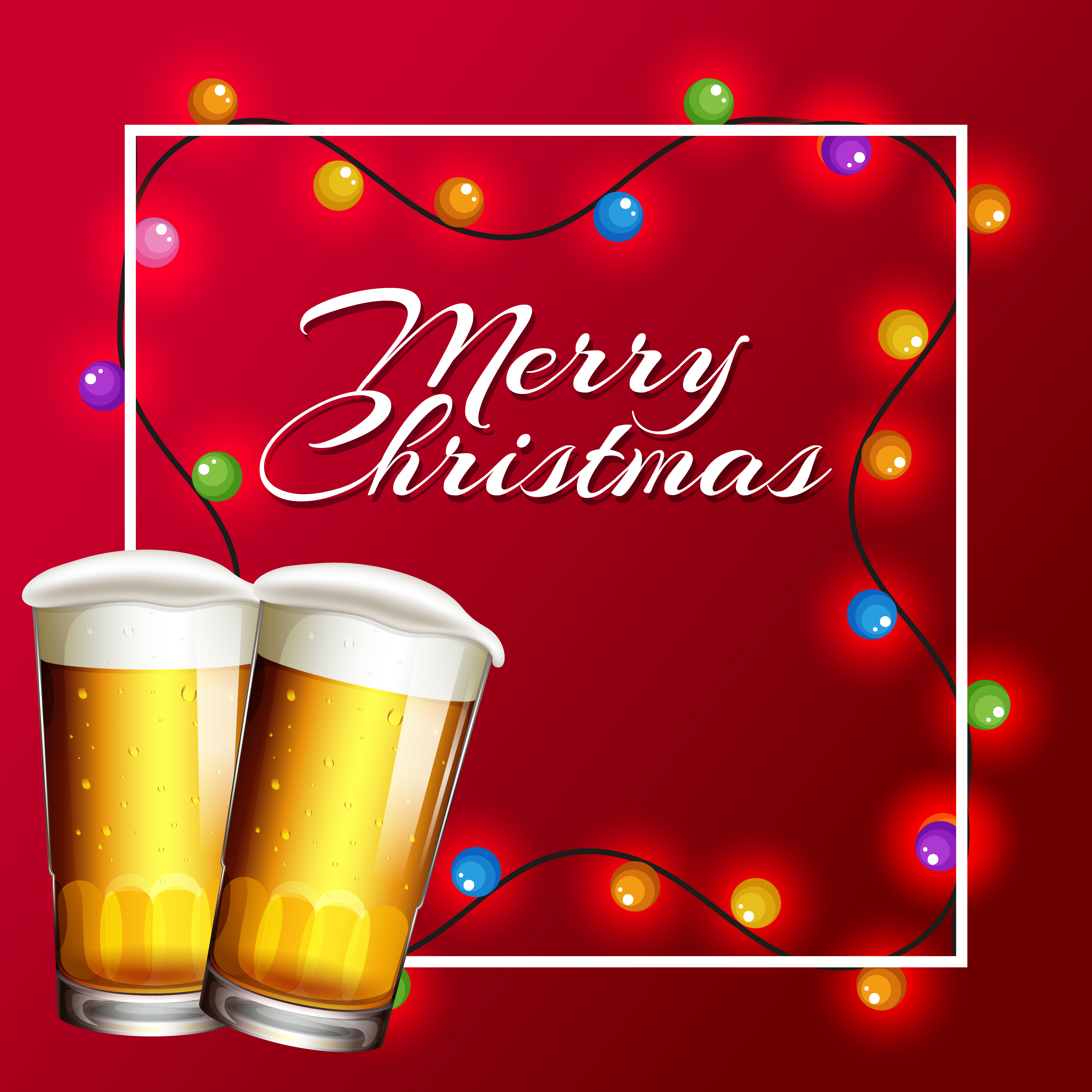 Christmas Card with Lights and Beer 696079 Vector Art at Vecteezy