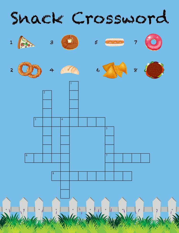 A snack crossword template vector