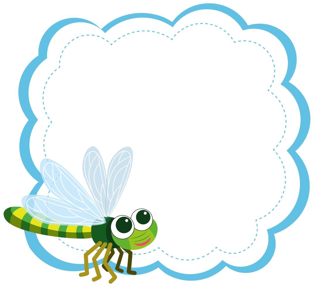 A dragonfly on note template vector