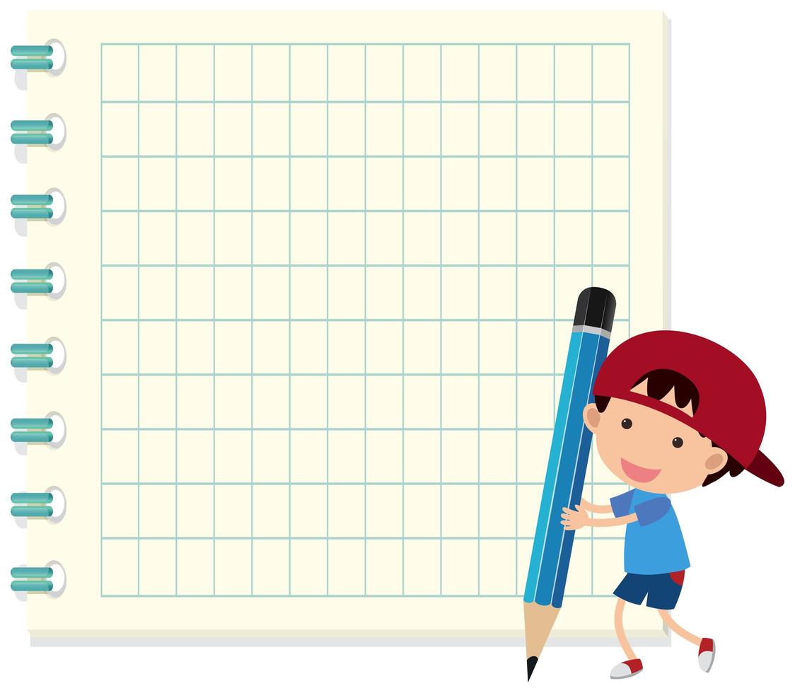 A boy on note template vector