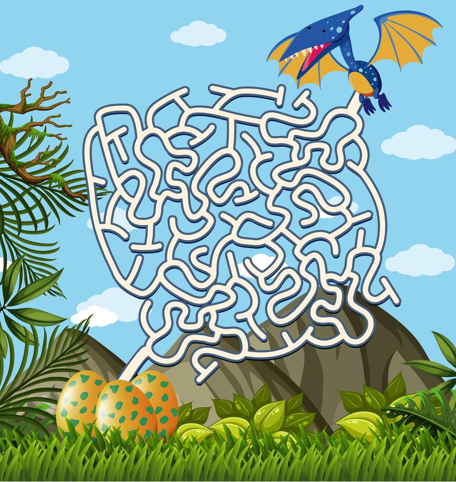 Pterosaurs Finding Eggs maze puzzle game vector