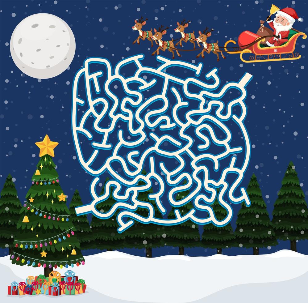 Santa clause maze game vector