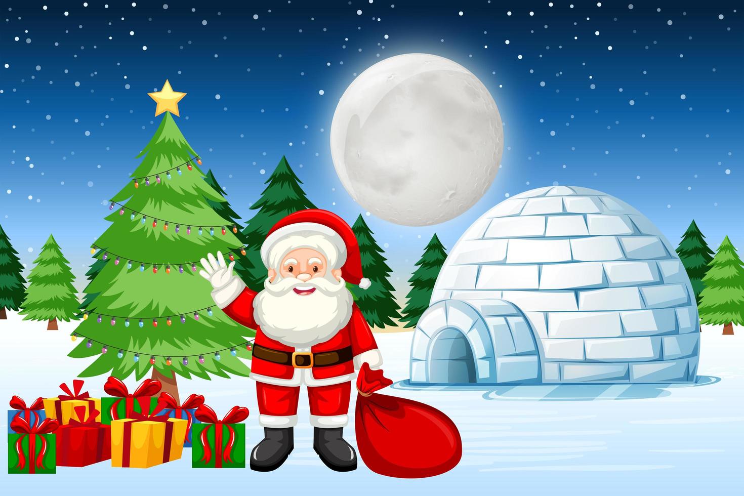 Santa with Gifts in Snow vector