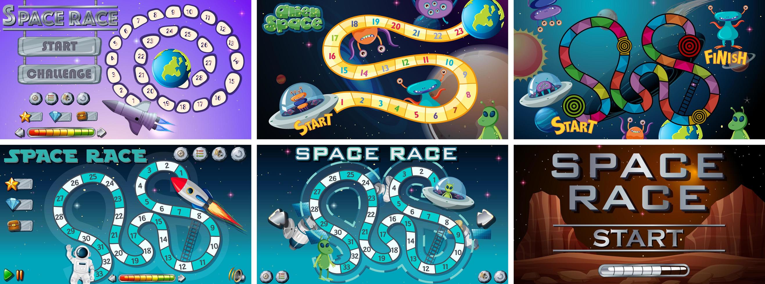 Set of Space Games and Activities vector