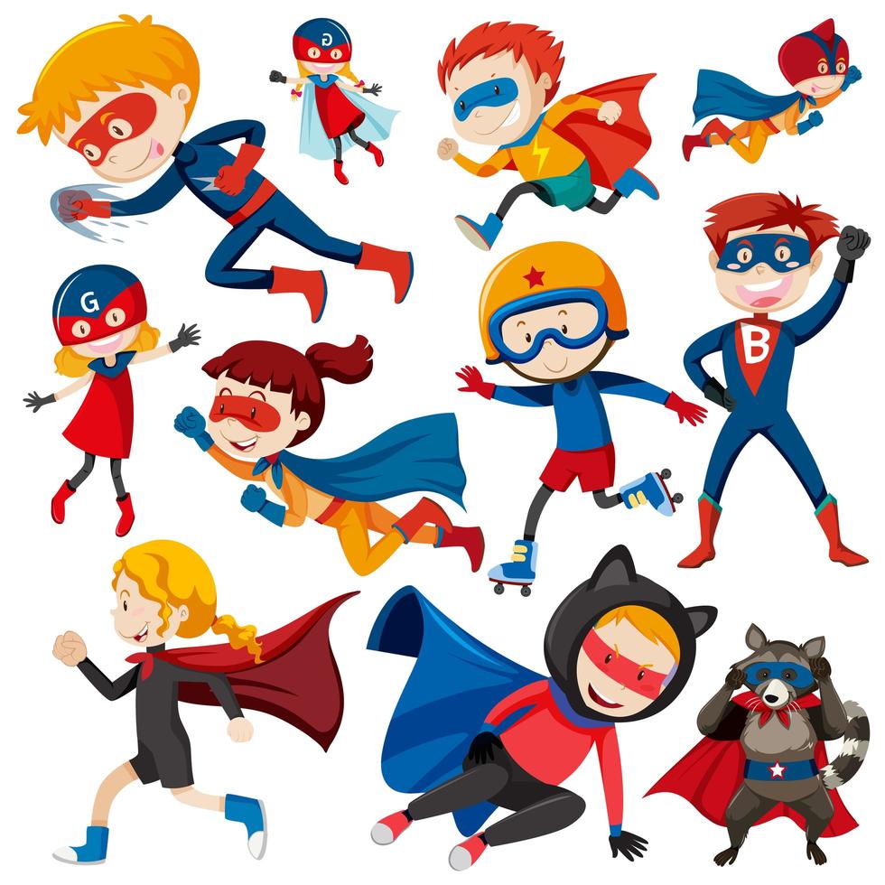 Superhero Children Set vector