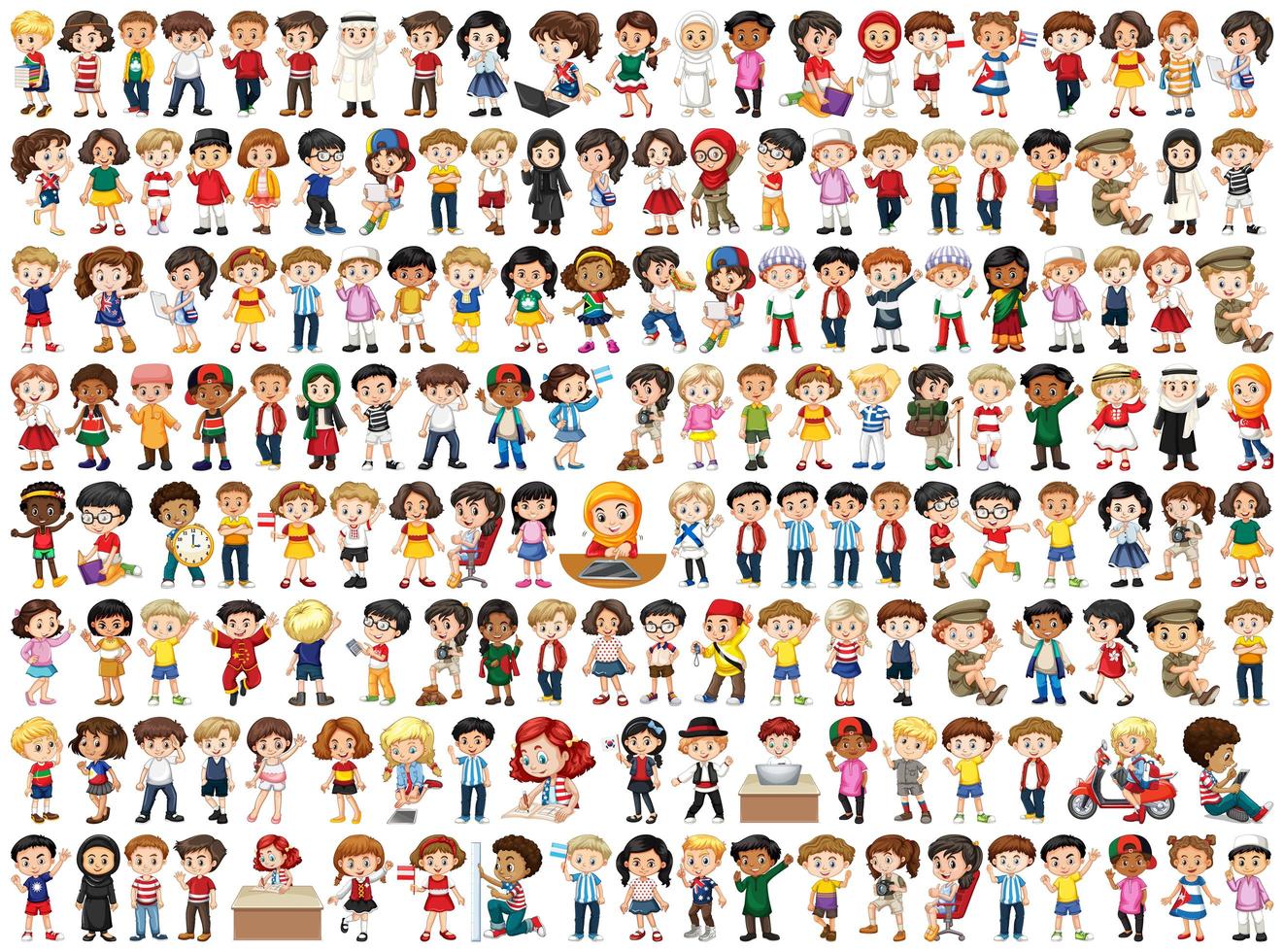 Children with Different Nationalities Set vector