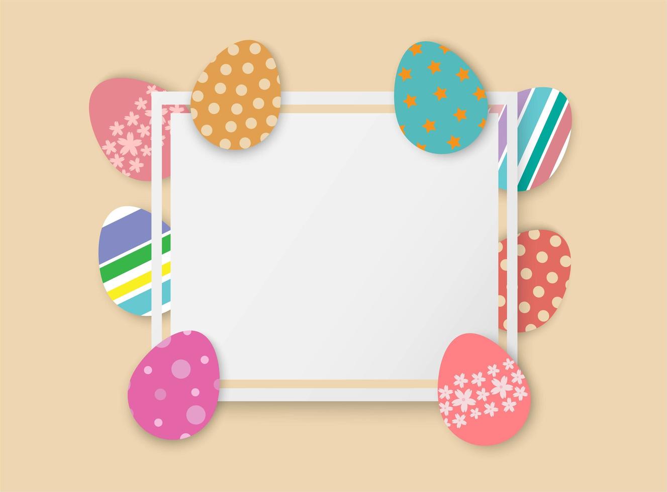 Easter eggs in square frame vector