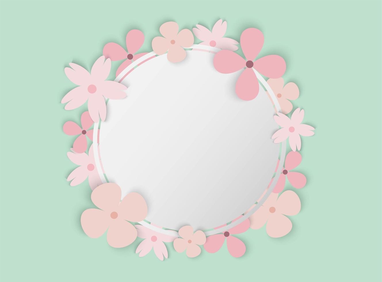 Colorful flowers with circle frame vector