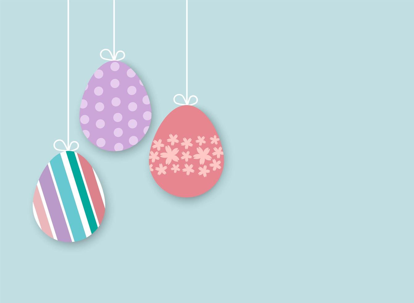 Easter eggs on blue background