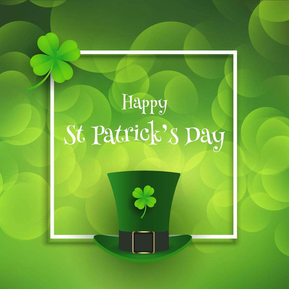 st patricks day background with top hat and shamrock vector