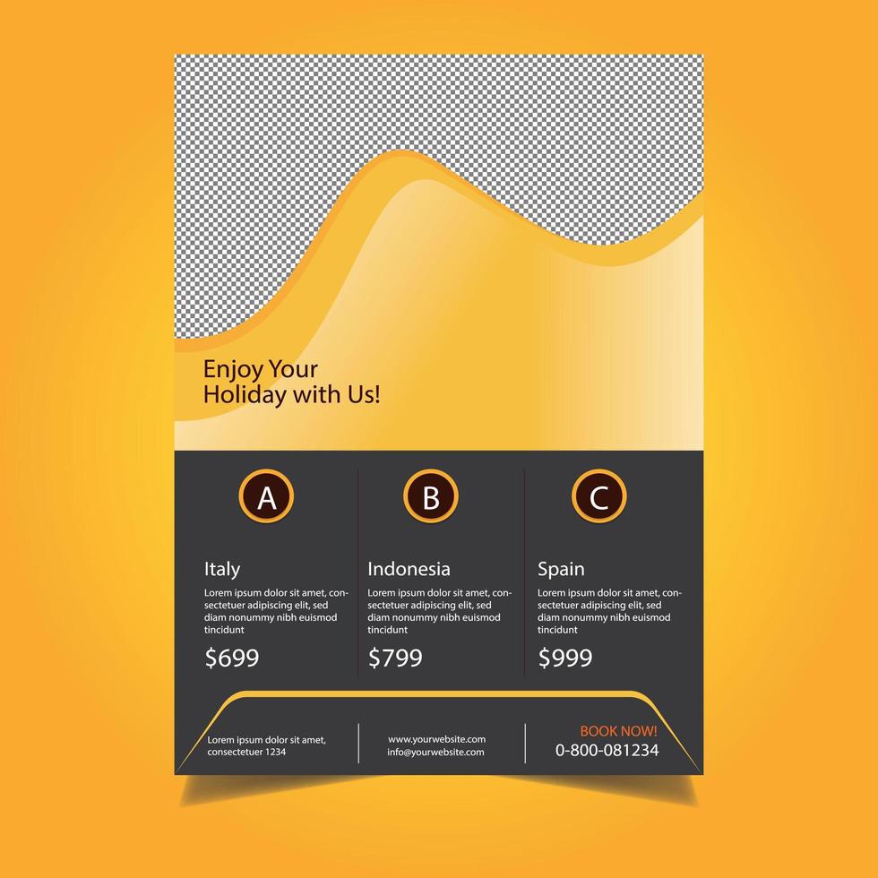 Yellow Wavy Design Corporate Travel Flyer Template vector