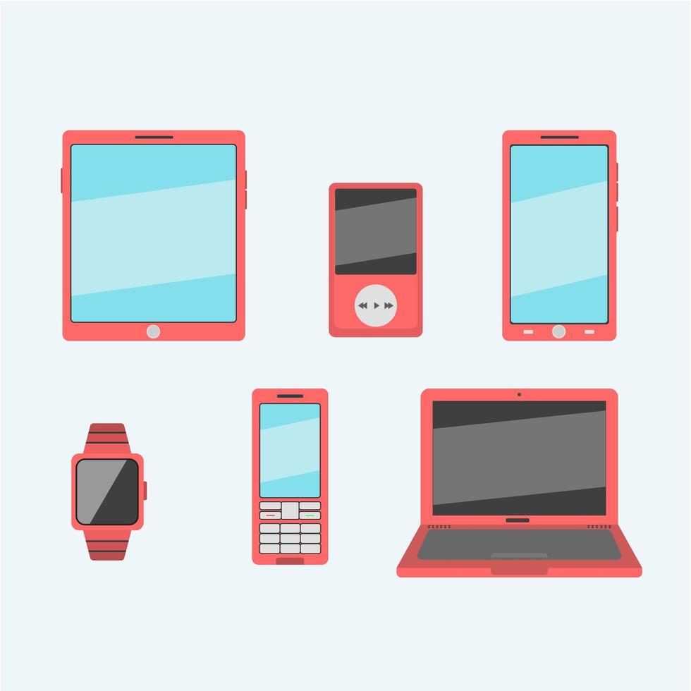 Iconos planos de gadget de dispositivo móvil vector