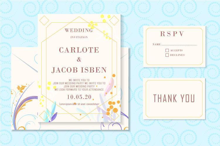 Elegant Abstract Shape Wedding Invitation Stationary  vector