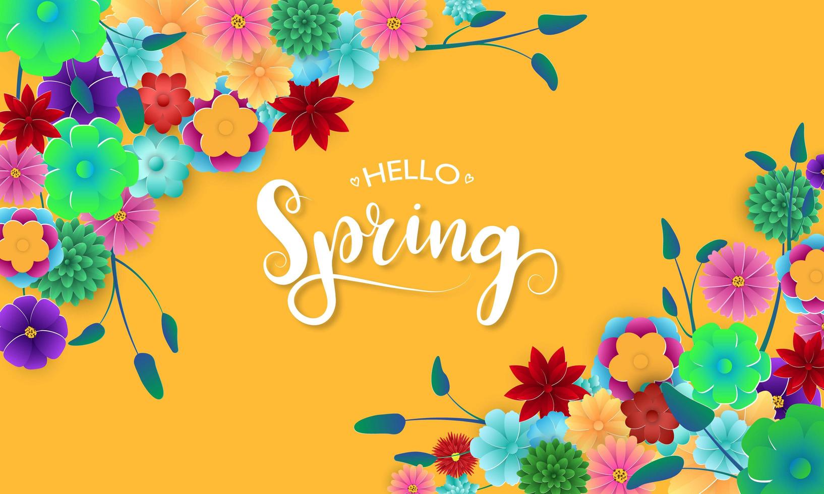 Spring Banner with Colorful Flowers in Corners vector