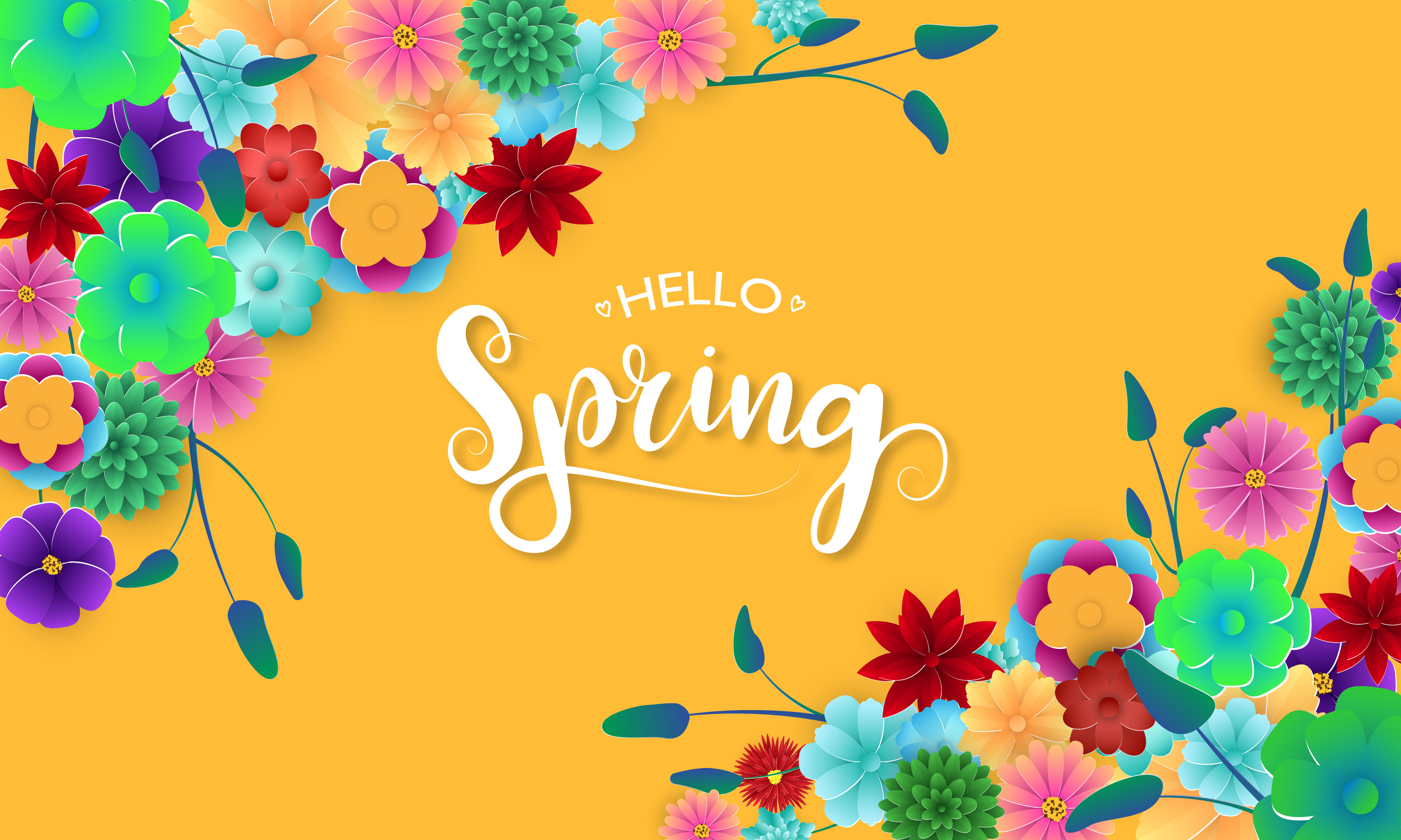 Spring Banner with Colorful Flowers in Corners 696256 Vector Art at