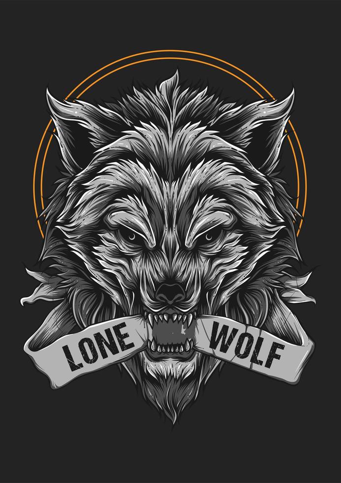 Ilustración de cara de bestia lobo enojado para camiseta vector