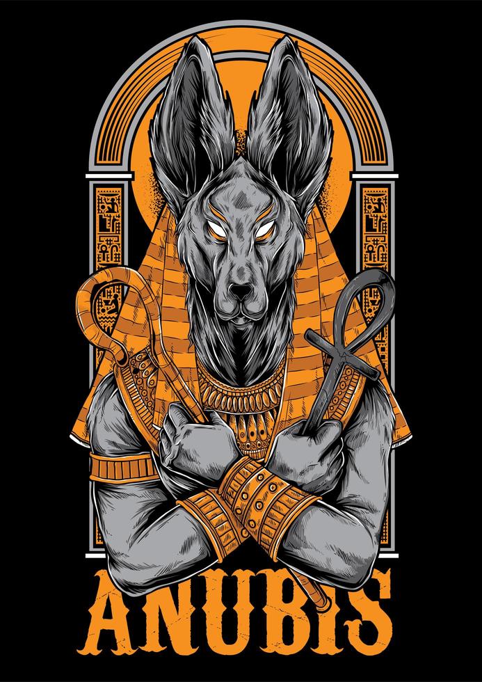 Ilustración de Anubis para diseño de camiseta vector