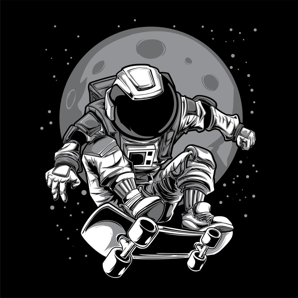 Astronaut Skateboard Illustration vector