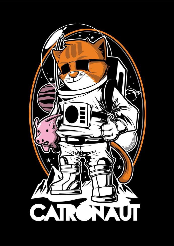 Cat Astronaut Mascot vector