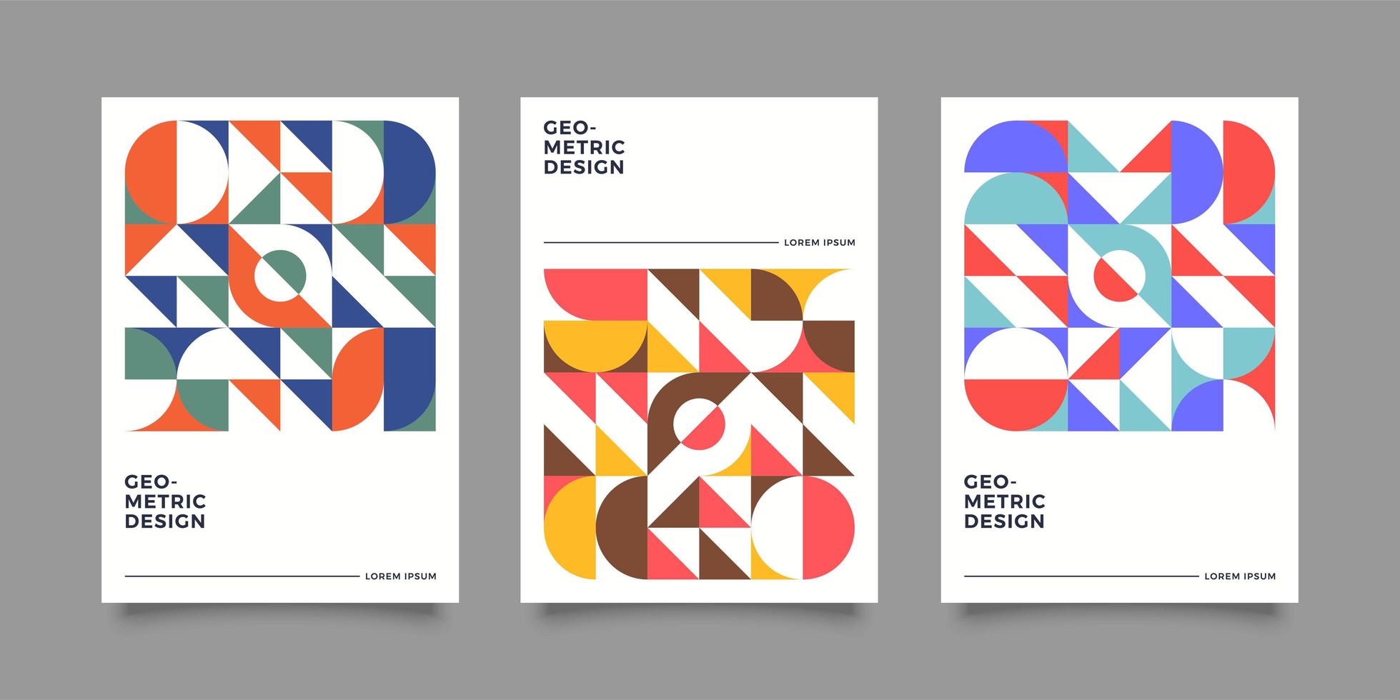 Retro bauhasus geometric cover design vector