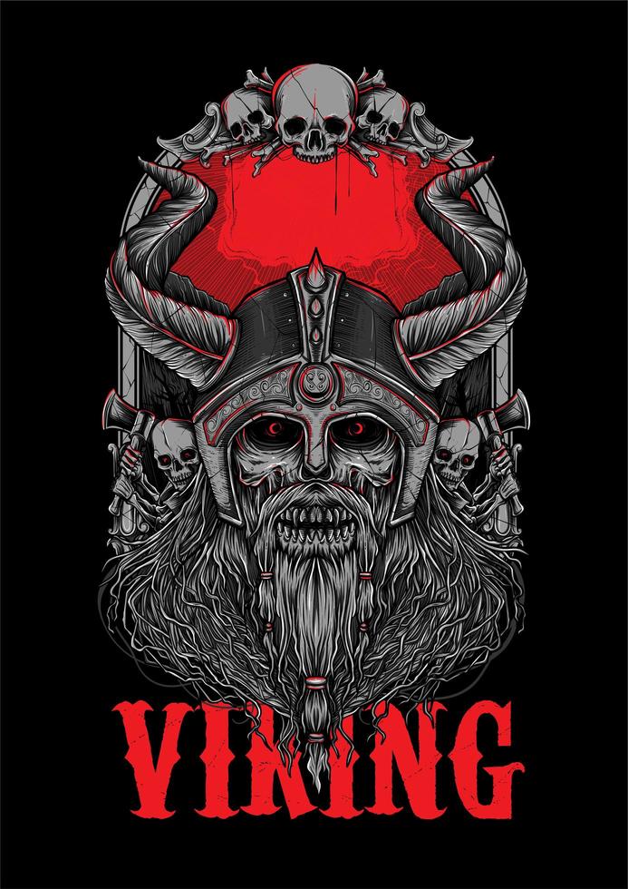 Viking Corpse Bone Zombie Illustration vector