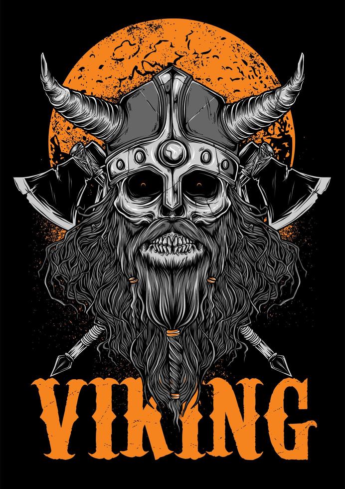 Viking  Zombie Illustration with Moon vector