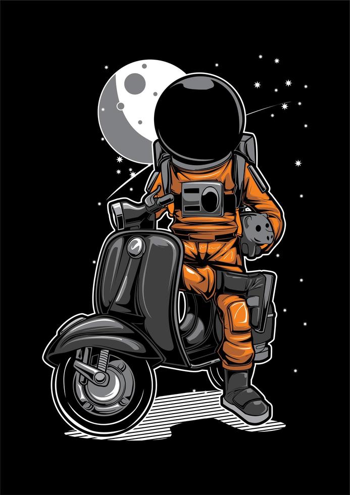 Astronauta en scooter vector