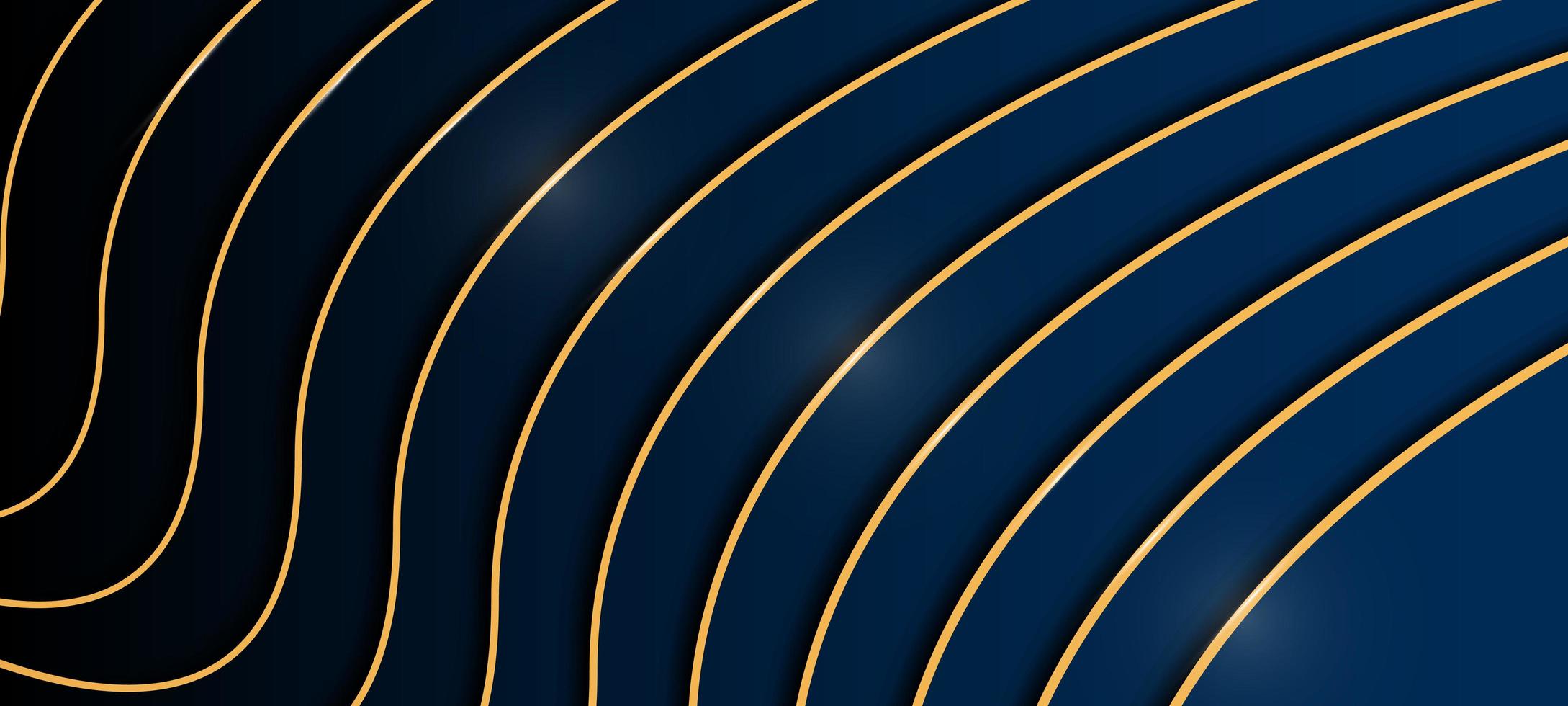 Elegant Blue and Black Background with Gold Lines vector