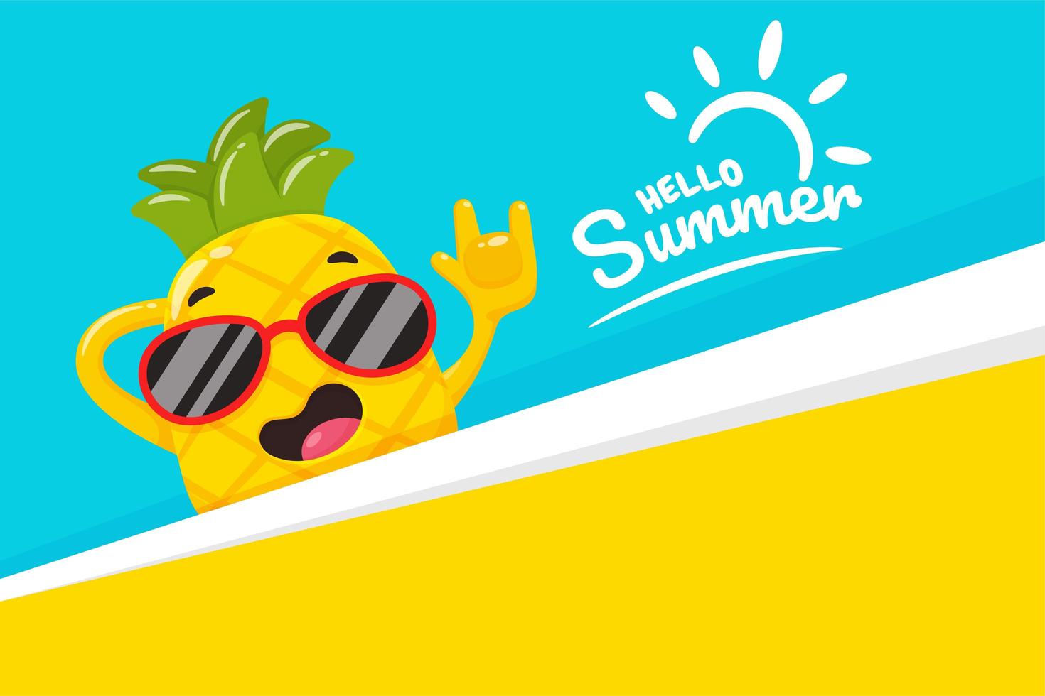 Happy pineapple in the summer vector