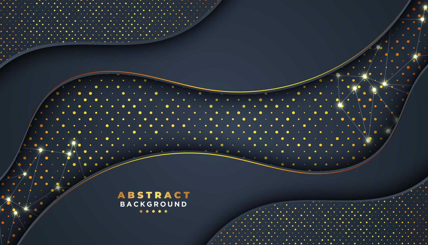 Dark abstract background with wavy overlap layers vector