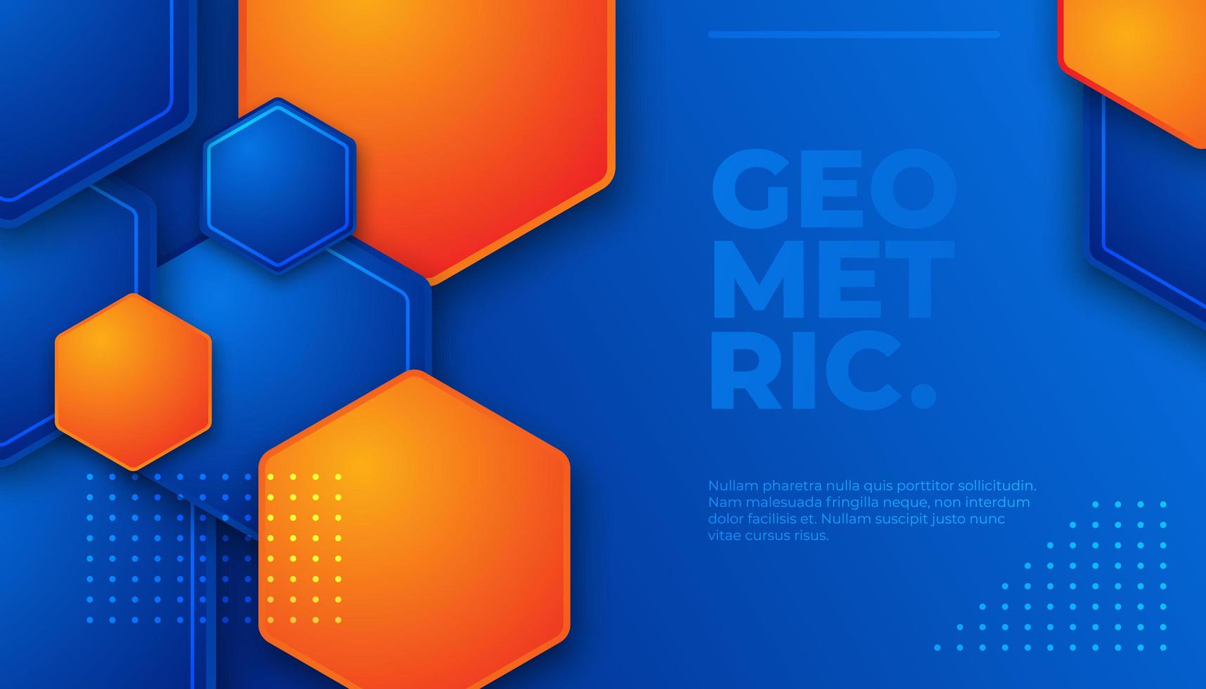 Patrón hexagonal geométrico azul y naranja vector