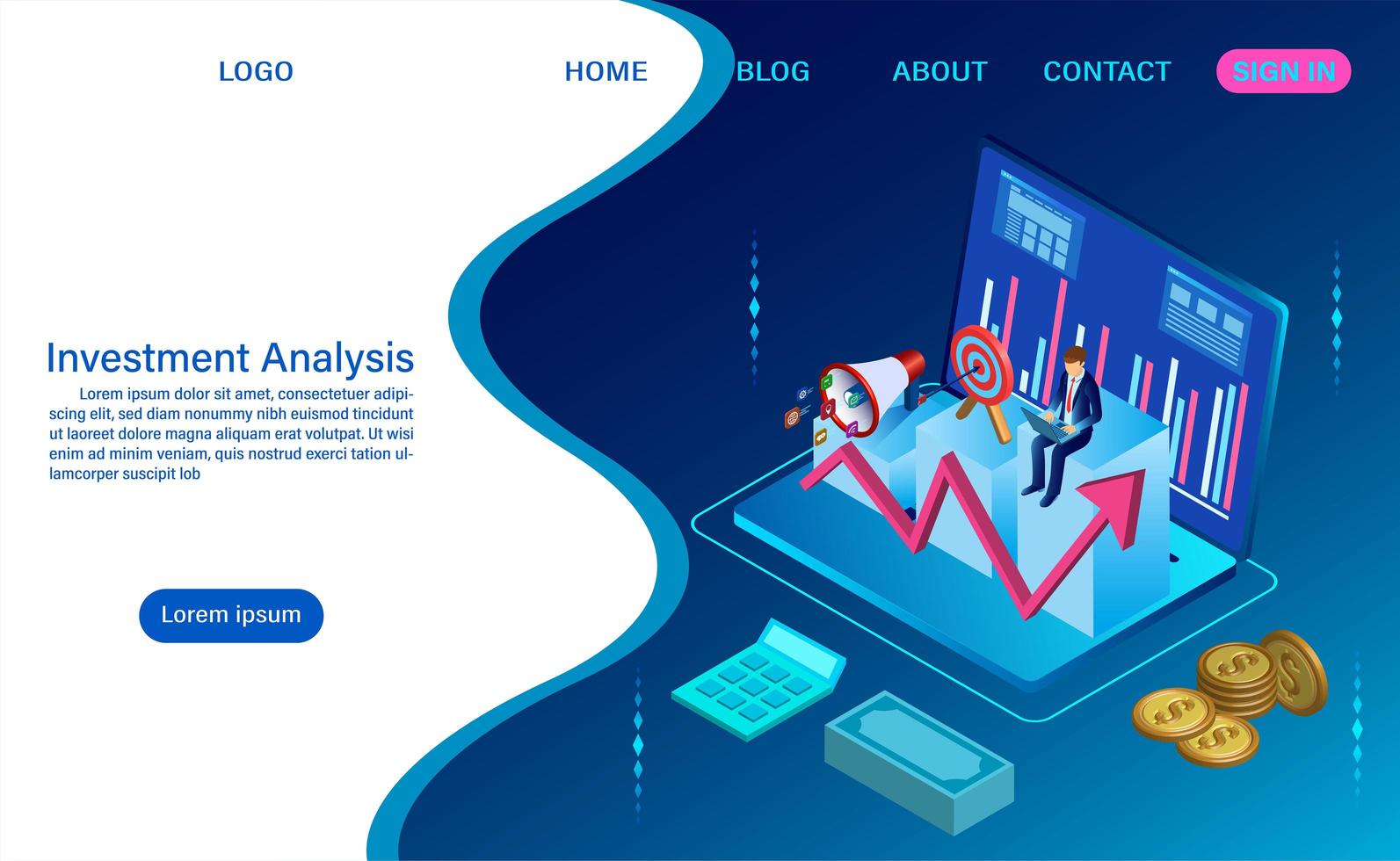 Investment Analysis Concept with Wavy Style vector