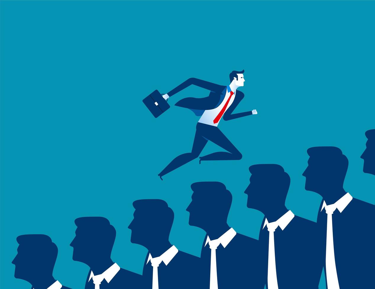 Businessman Running over Businessmen vector